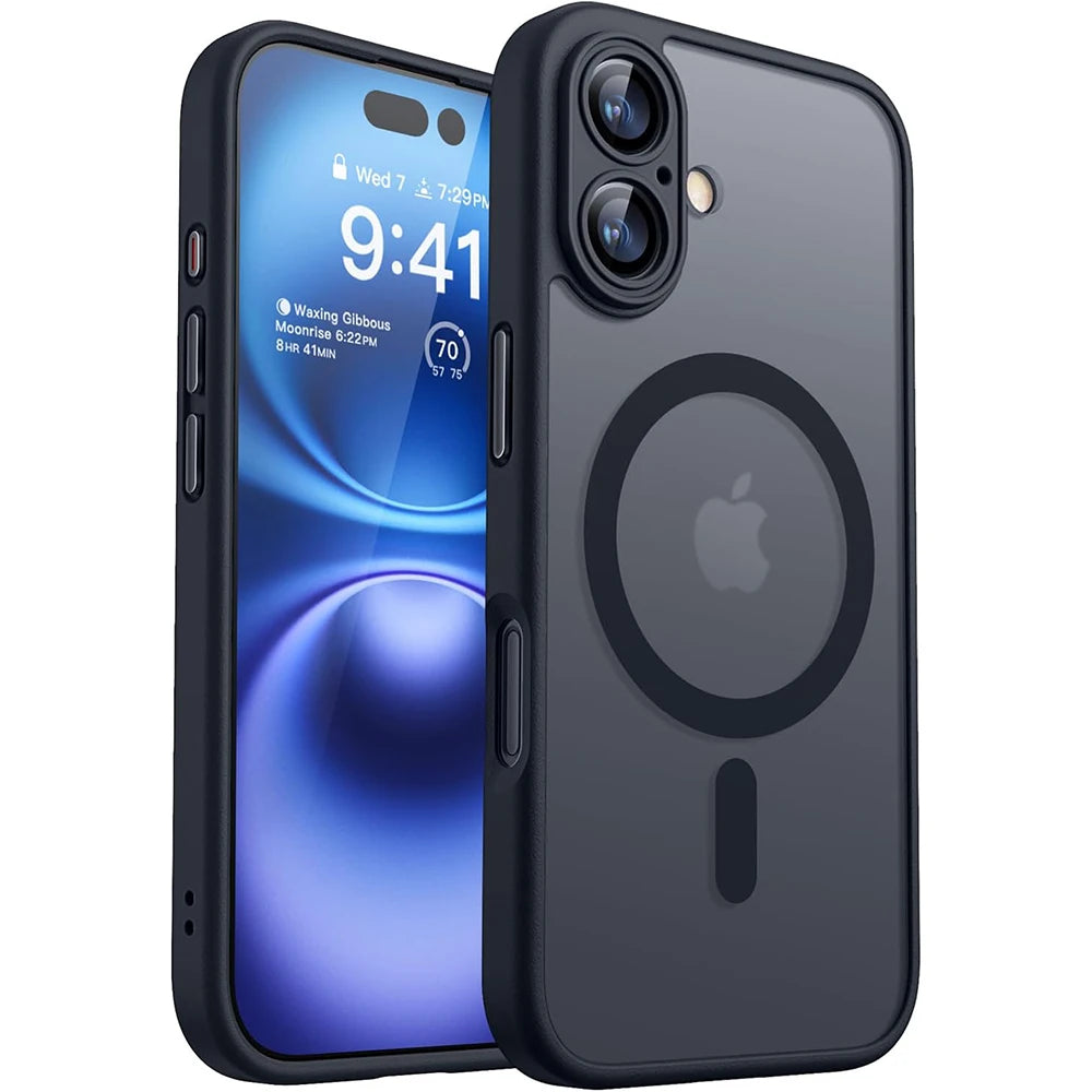 Magnetic Luxury Matte Translucent Armor Shockproof Case For iPhone 16 15 14 13 Pro Max Plus