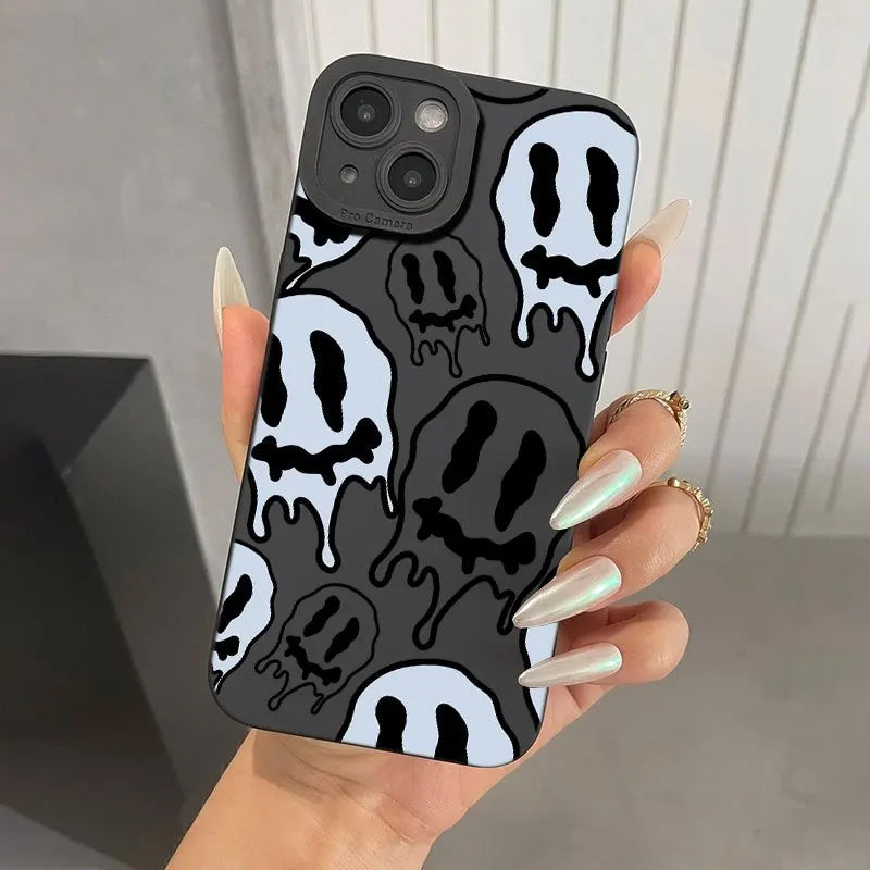 Black & White face graphic phone case for iPhone silicone back cover