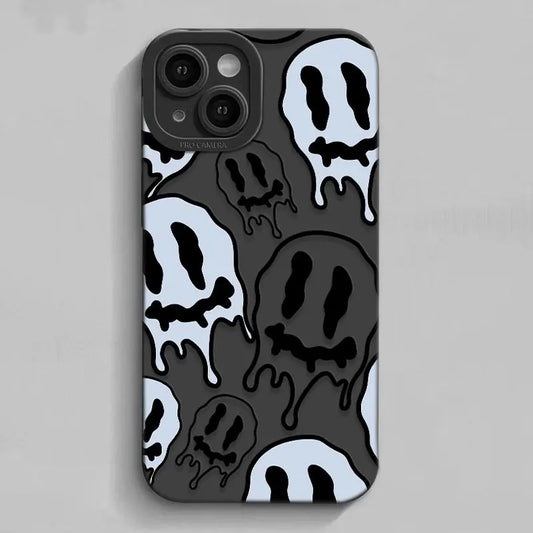 Black & White face graphic phone case for iPhone silicone back cover