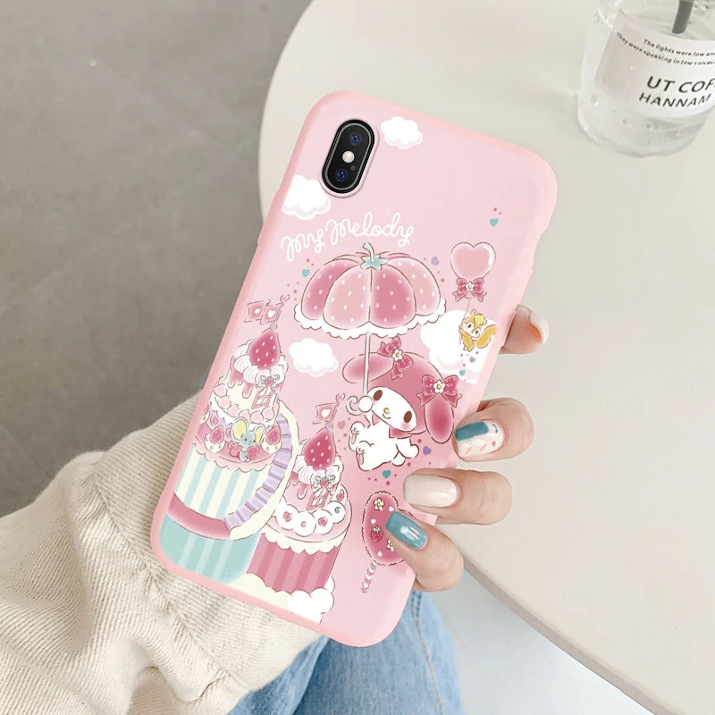 Cartoon Phone Case for For Apple iphone X XS Max XR Anti-drop Cinnamoroll Kuromi Hello Kitty Silicone Siling Back Cover