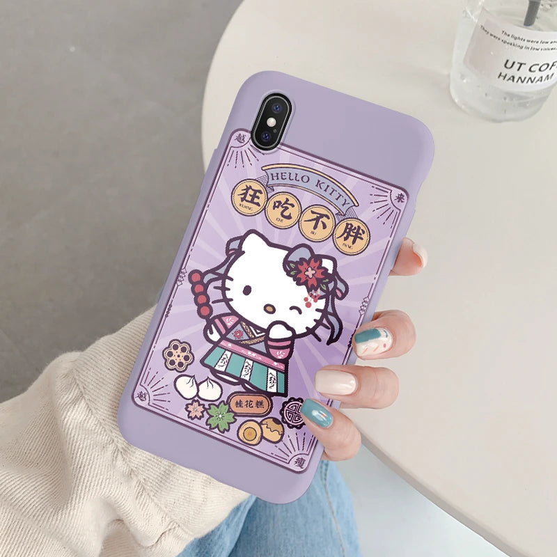 Cartoon Phone Case for For Apple iphone X XS Max XR Anti-drop Cinnamoroll Kuromi Hello Kitty Silicone Siling Back Cover