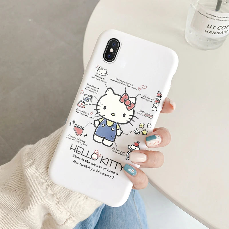 Cartoon Phone Case for For Apple iphone X XS Max XR Anti-drop Cinnamoroll Kuromi Hello Kitty Silicone Siling Back Cover