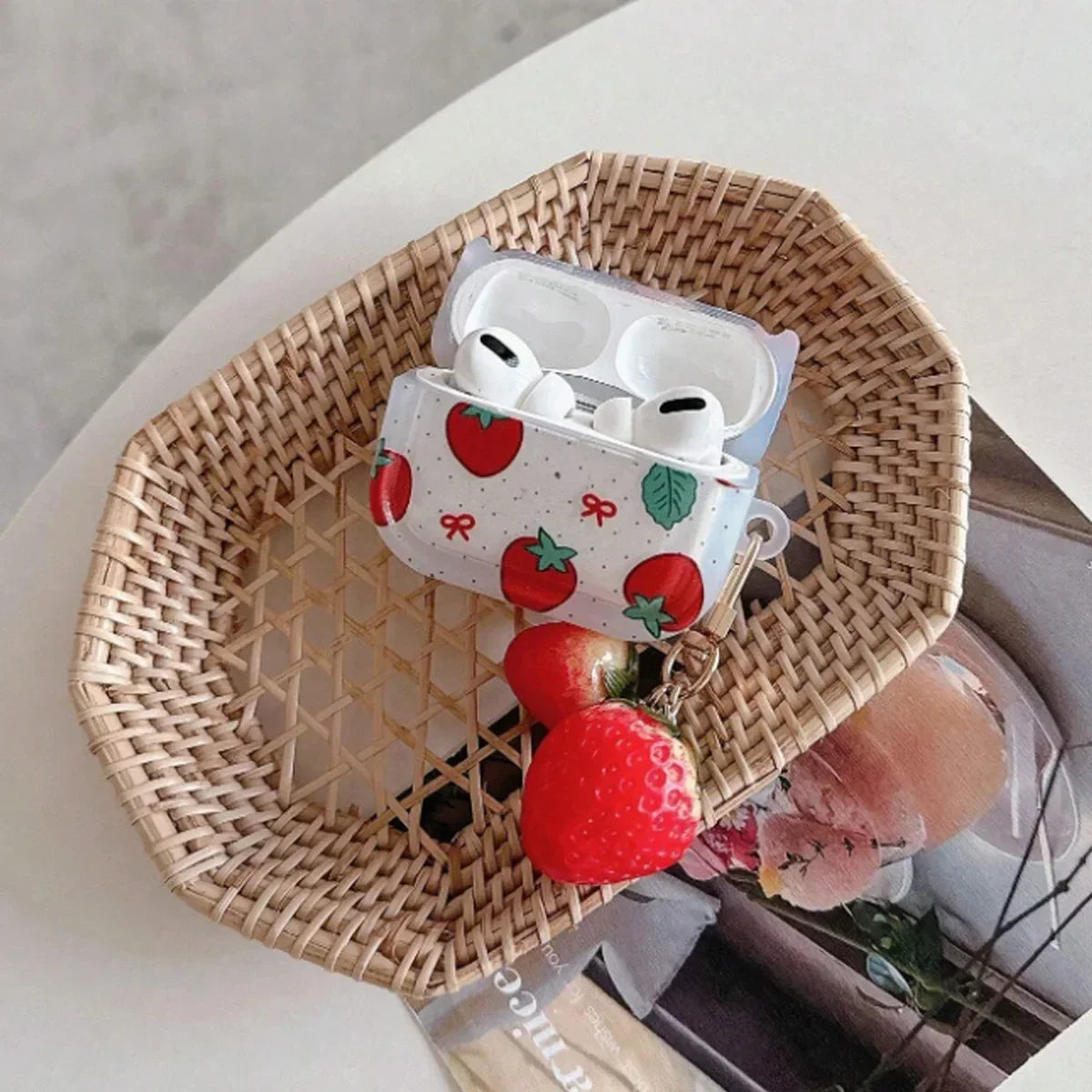 Cute fruit  strawberry Case For Airpods Pro Cover For Airpod 4th（2024）3 2 1 Soft Shell