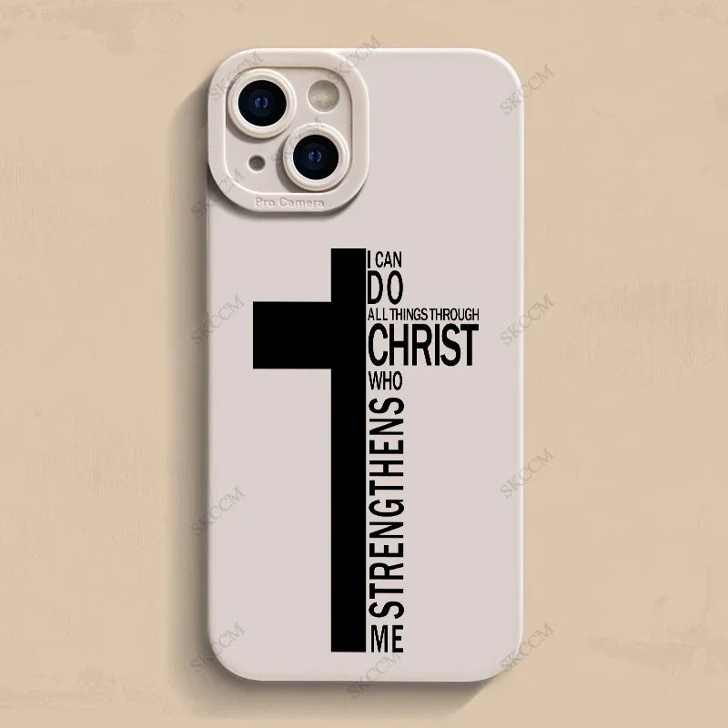 Phone Case For iPhone Black Cross Print Shockproof Soft Cover