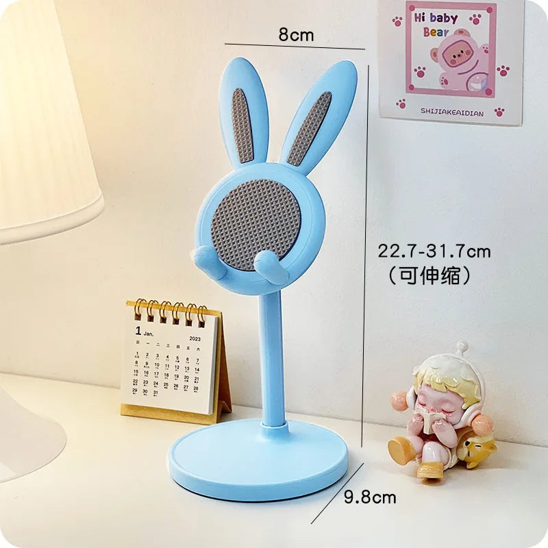 Pink Phone Holder Desktop Cell Phone Stand Adjustable Lovely Rabbit Cartoon