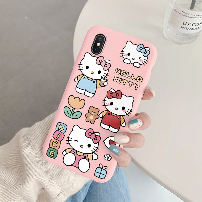 Cartoon Phone Case for For Apple iphone X XS Max XR Anti-drop Cinnamoroll Kuromi Hello Kitty Silicone Siling Back Cover