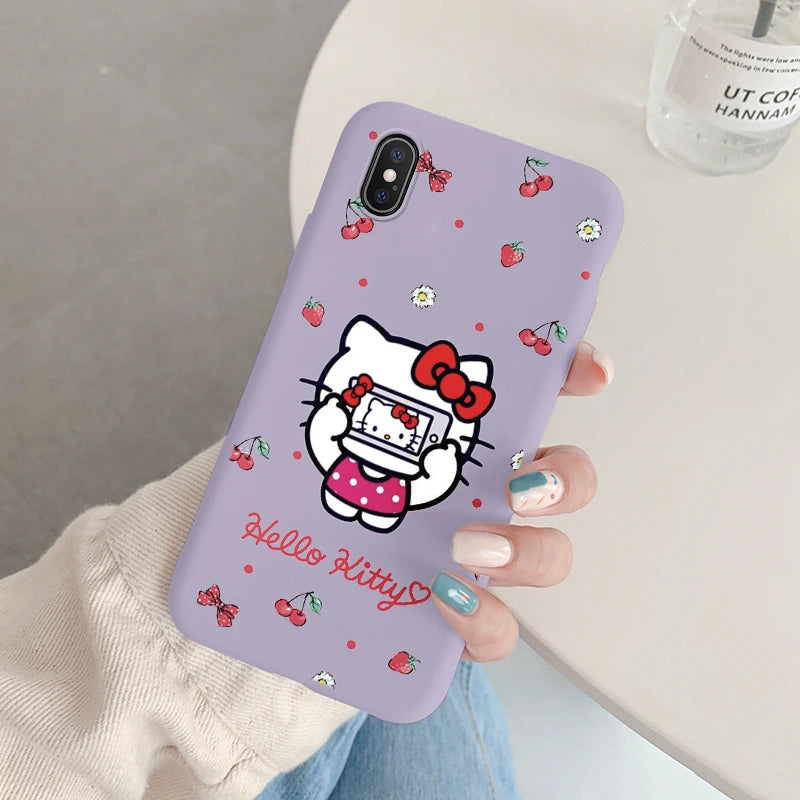 Cartoon Phone Case for For Apple iphone X XS Max XR Anti-drop Cinnamoroll Kuromi Hello Kitty Silicone Siling Back Cover