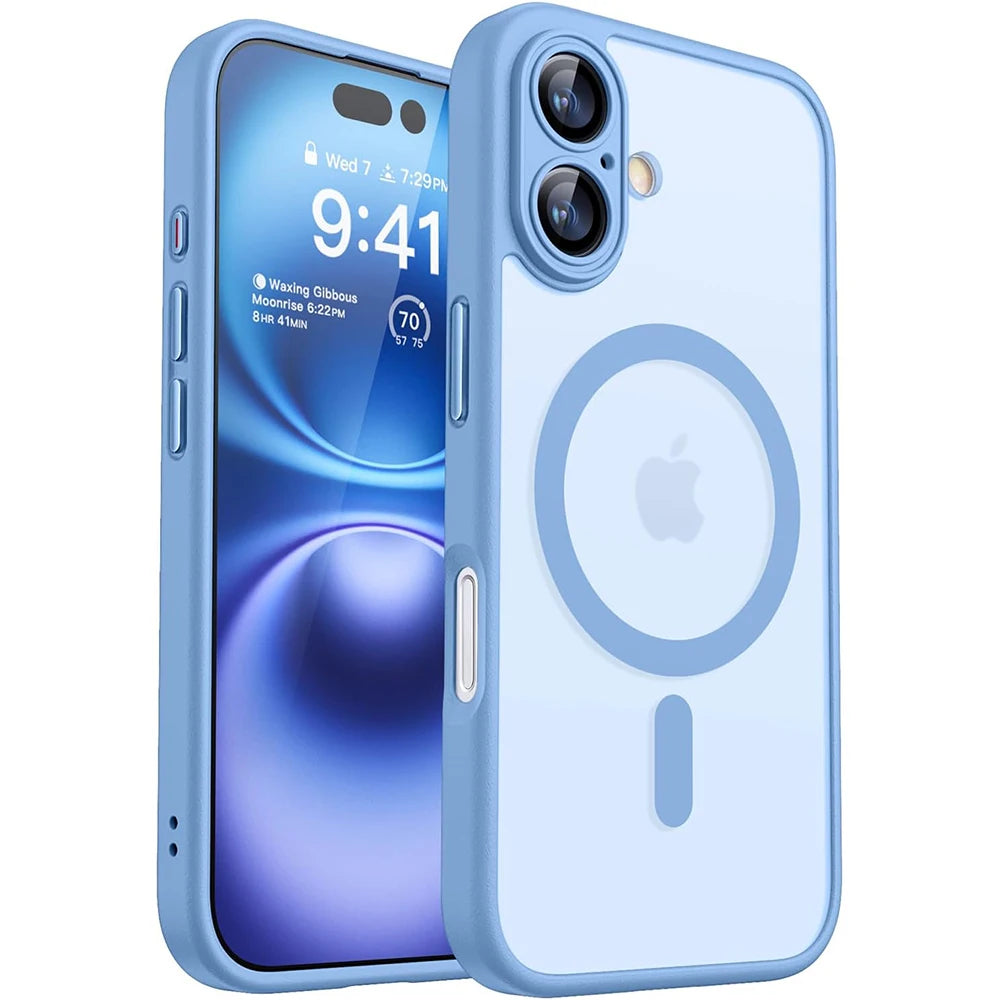 Magnetic Luxury Matte Translucent Armor Shockproof Case For iPhone 16 15 14 13 Pro Max Plus