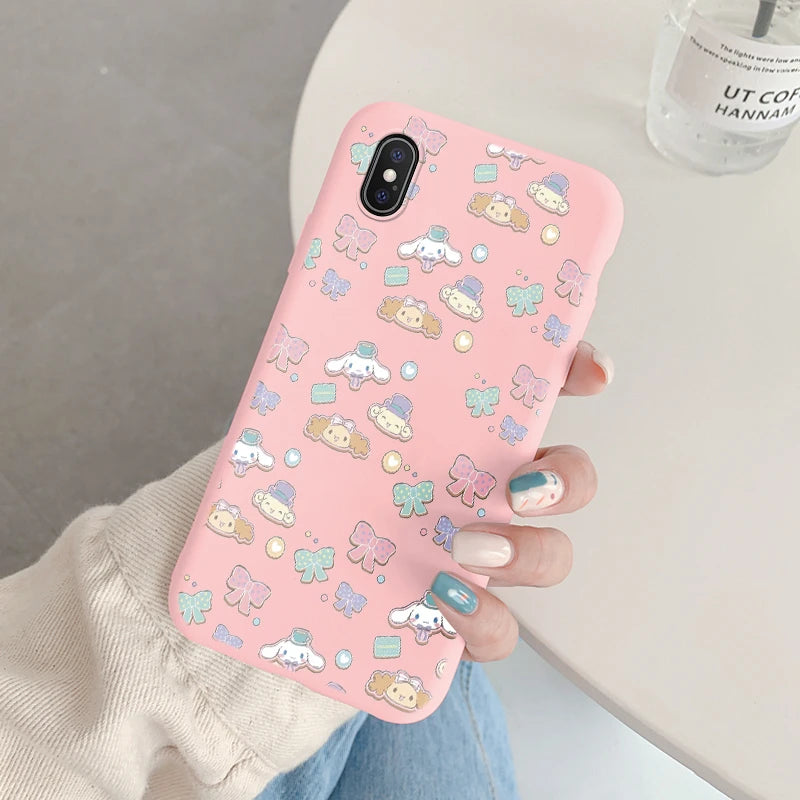 Cartoon Phone Case for For Apple iphone X XS Max XR Anti-drop Cinnamoroll Kuromi Hello Kitty Silicone Siling Back Cover