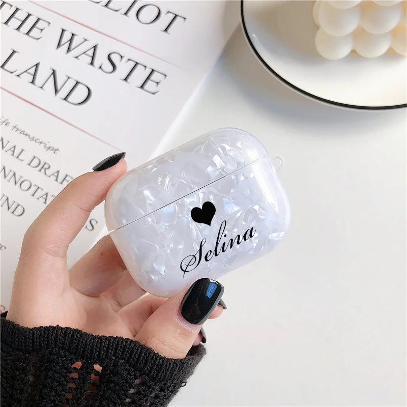 Custom Name Glitter Case For Airpods 1 2 Pro 3  Protective Personalized Letters Luxury Silicone Cover