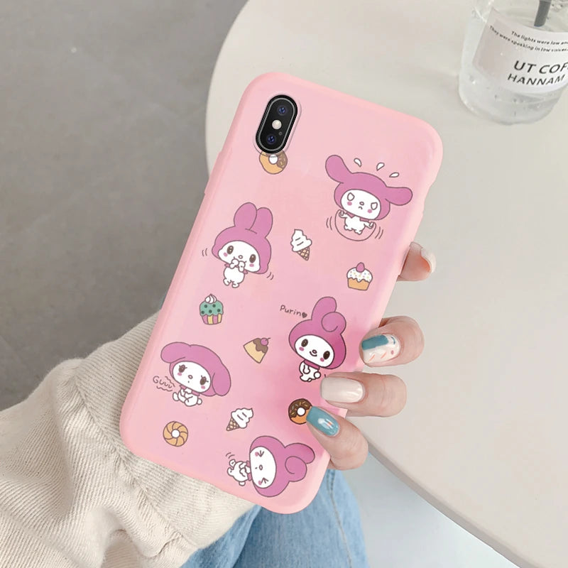 Cartoon Phone Case for For Apple iphone X XS Max XR Anti-drop Cinnamoroll Kuromi Hello Kitty Silicone Siling Back Cover