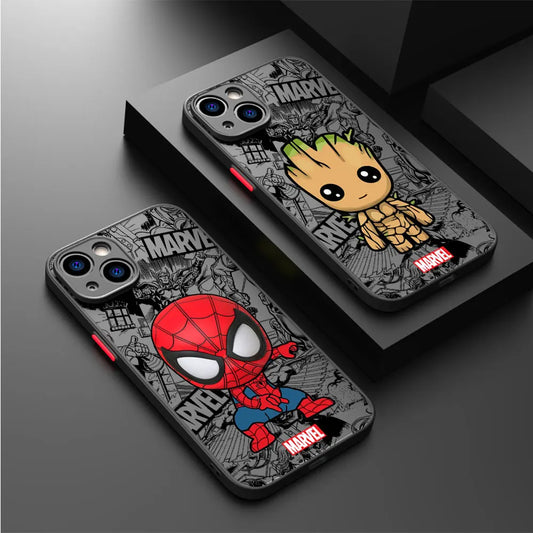 Marvel Groot Spiderman Case for iPhone SE 12 Mini 13 Pro Max 14 Plus XS X 15 11 XR 8 Shockproof