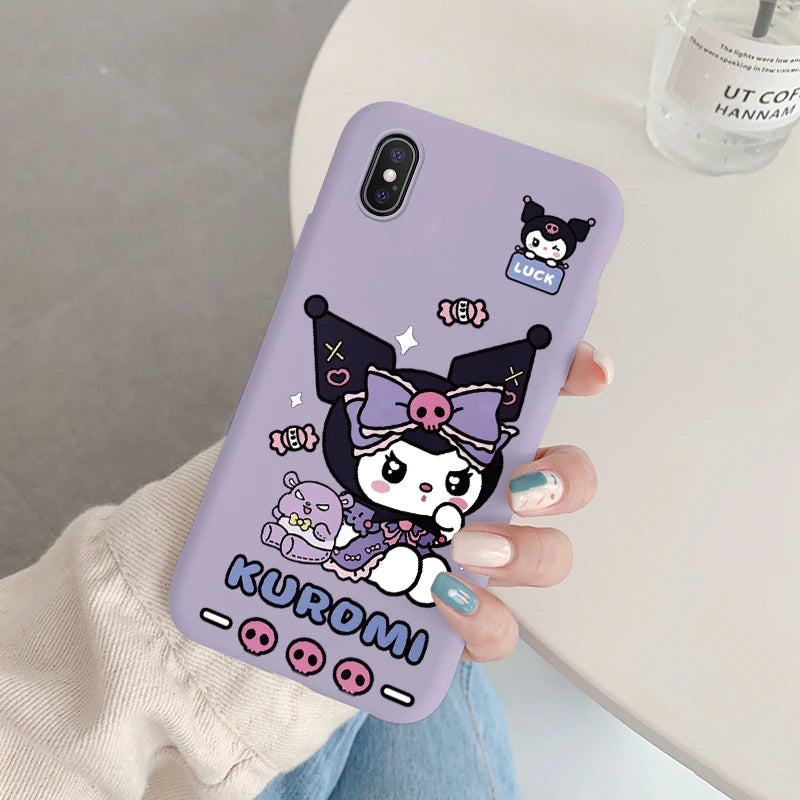 Cartoon Phone Case for For Apple iphone X XS Max XR Anti-drop Cinnamoroll Kuromi Hello Kitty Silicone Siling Back Cover