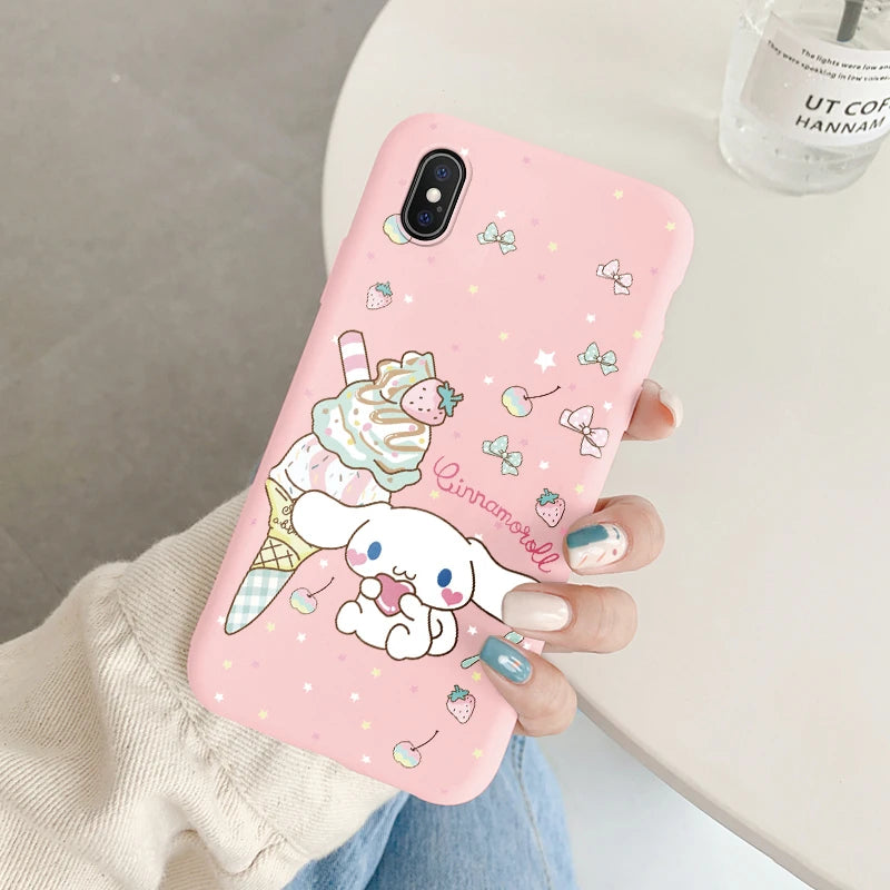 Cartoon Phone Case for For Apple iphone X XS Max XR Anti-drop Cinnamoroll Kuromi Hello Kitty Silicone Siling Back Cover