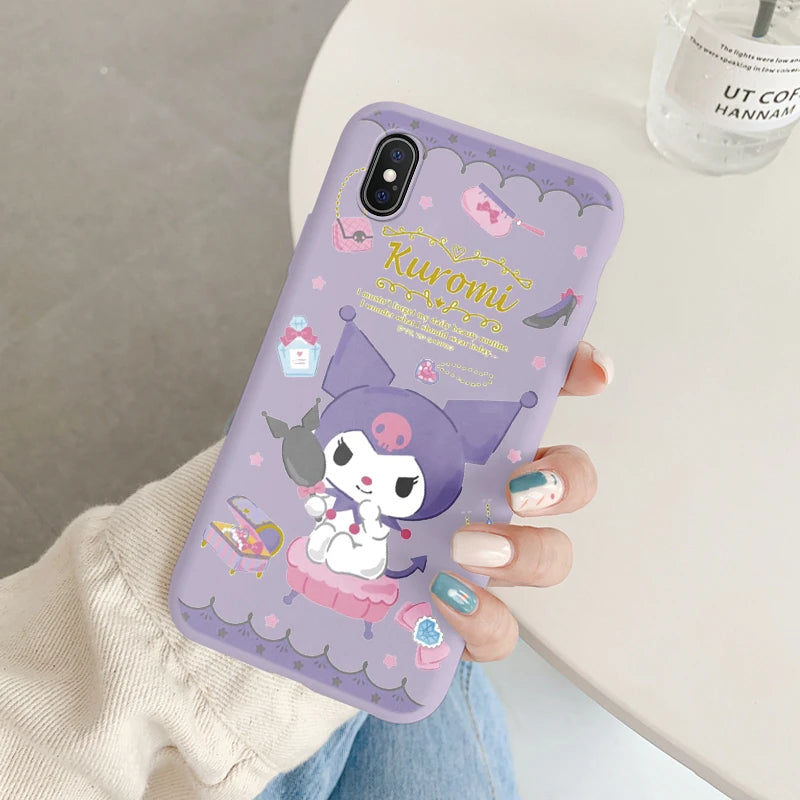 Cartoon Phone Case for For Apple iphone X XS Max XR Anti-drop Cinnamoroll Kuromi Hello Kitty Silicone Siling Back Cover