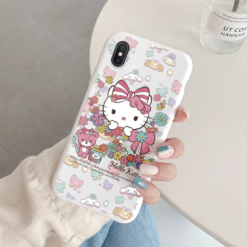 Cartoon Phone Case for For Apple iphone X XS Max XR Anti-drop Cinnamoroll Kuromi Hello Kitty Silicone Siling Back Cover