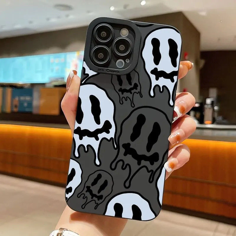 Black & White face graphic phone case for iPhone silicone back cover