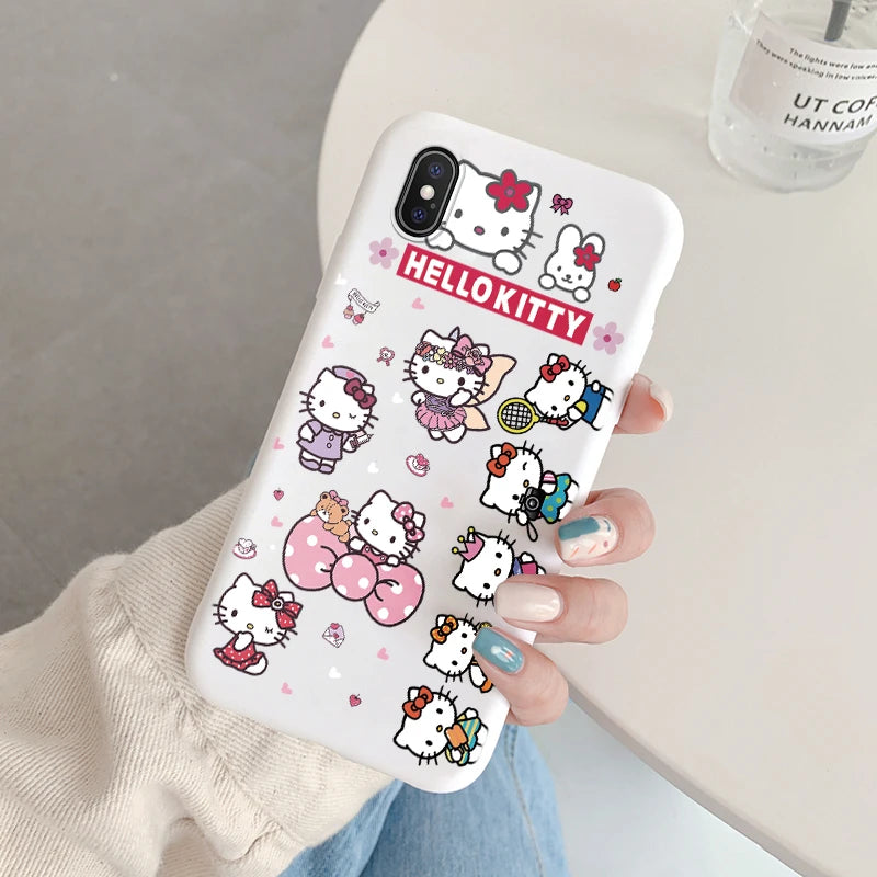 Cartoon Phone Case for For Apple iphone X XS Max XR Anti-drop Cinnamoroll Kuromi Hello Kitty Silicone Siling Back Cover