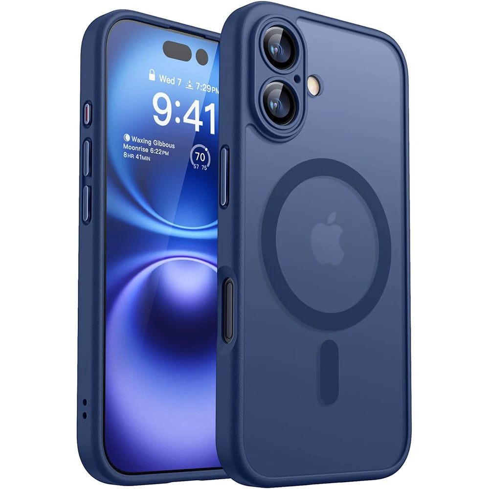 Magnetic Luxury Matte Translucent Armor Shockproof Case For iPhone 16 15 14 13 Pro Max Plus