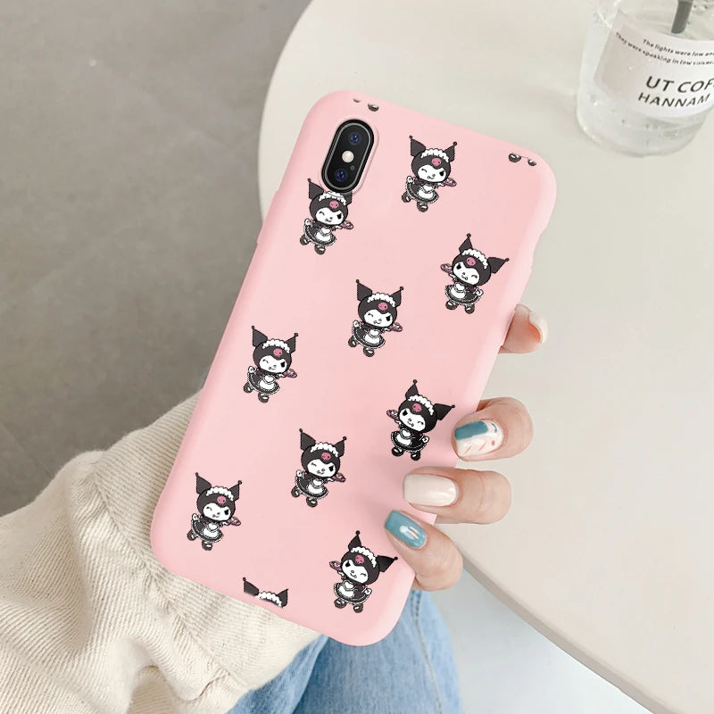 Cartoon Phone Case for For Apple iphone X XS Max XR Anti-drop Cinnamoroll Kuromi Hello Kitty Silicone Siling Back Cover