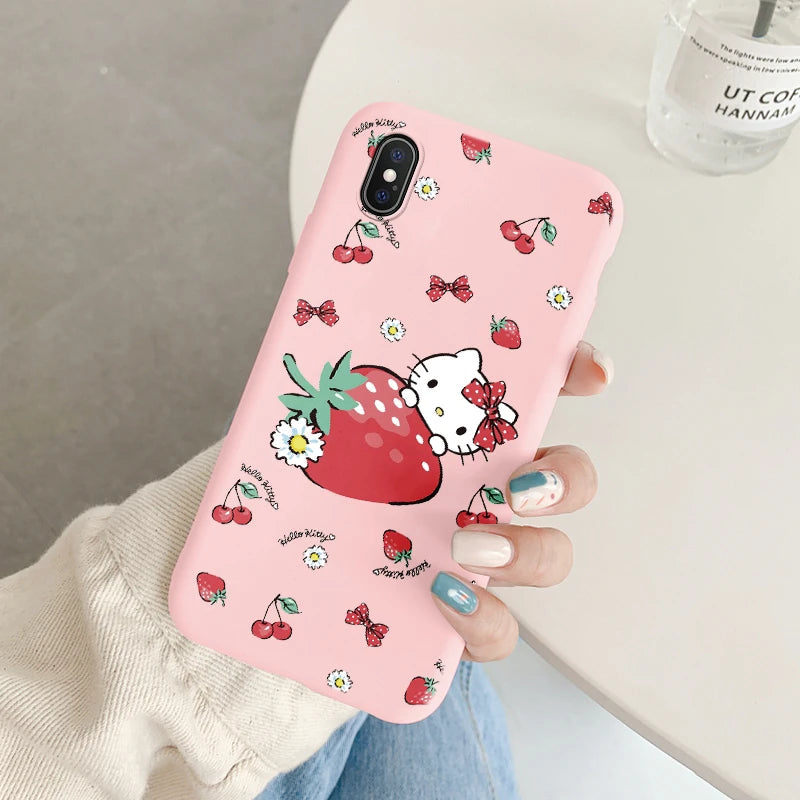 Cartoon Phone Case for For Apple iphone X XS Max XR Anti-drop Cinnamoroll Kuromi Hello Kitty Silicone Siling Back Cover