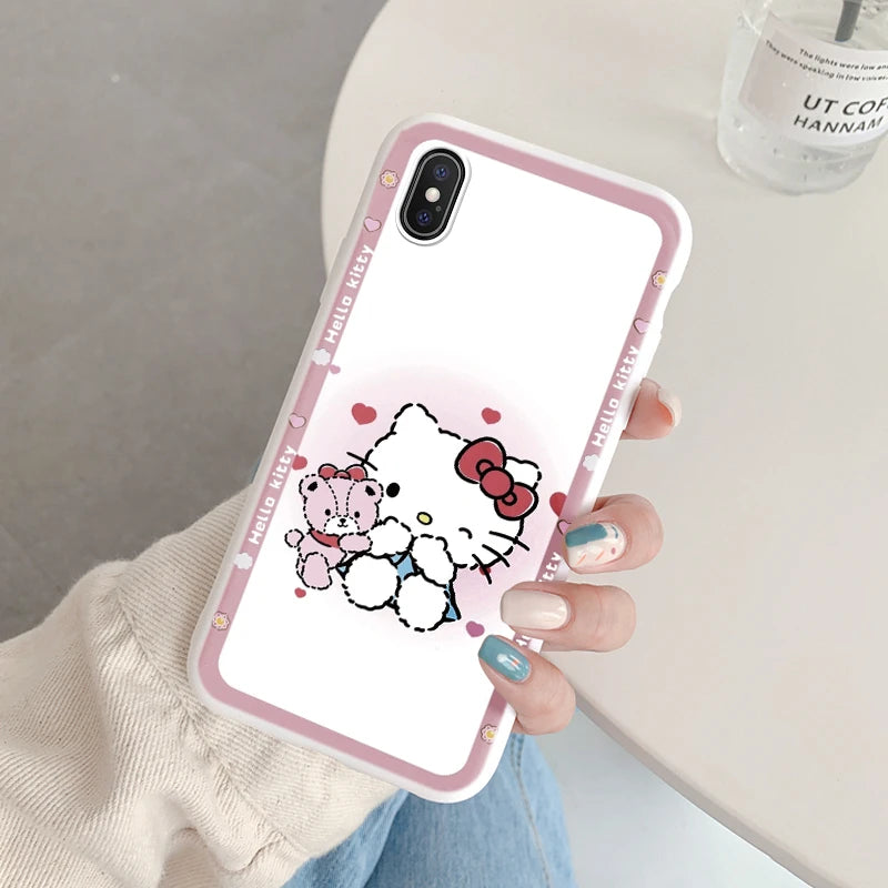 Cartoon Phone Case for For Apple iphone X XS Max XR Anti-drop Cinnamoroll Kuromi Hello Kitty Silicone Siling Back Cover