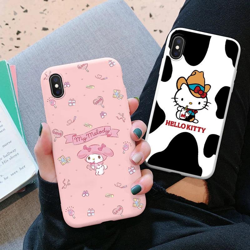 Cartoon Phone Case for For Apple iphone X XS Max XR Anti-drop Cinnamoroll Kuromi Hello Kitty Silicone Siling Back Cover