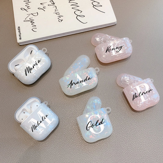 Custom Name Glitter Case For Airpods 1 2 Pro 3  Protective Personalized Letters Luxury Silicone Cover