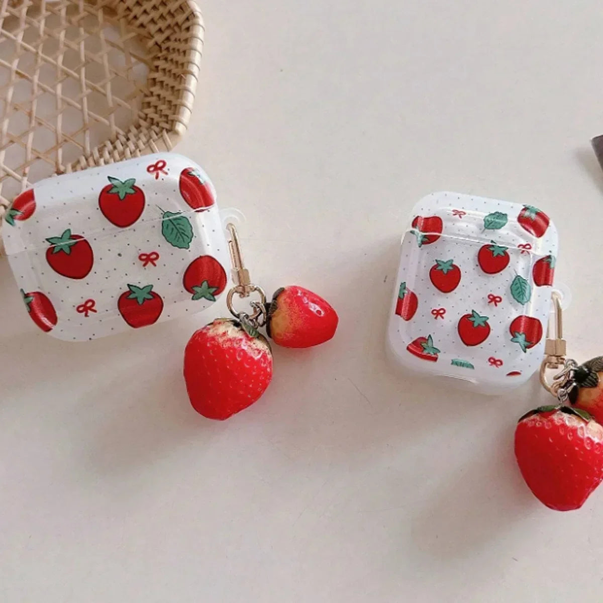 Cute fruit  strawberry Case For Airpods Pro Cover For Airpod 4th（2024）3 2 1 Soft Shell