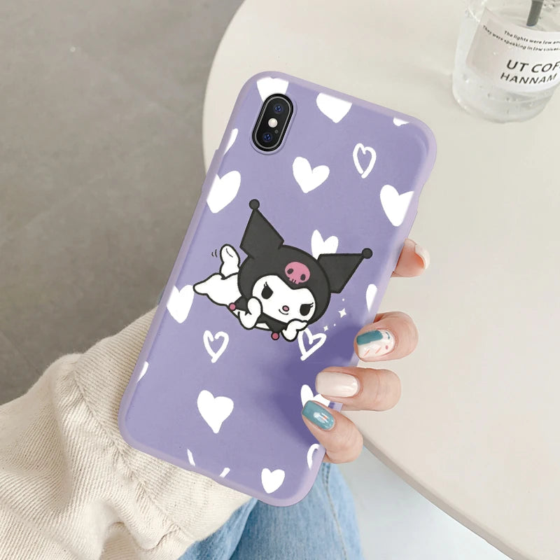 Cartoon Phone Case for For Apple iphone X XS Max XR Anti-drop Cinnamoroll Kuromi Hello Kitty Silicone Siling Back Cover