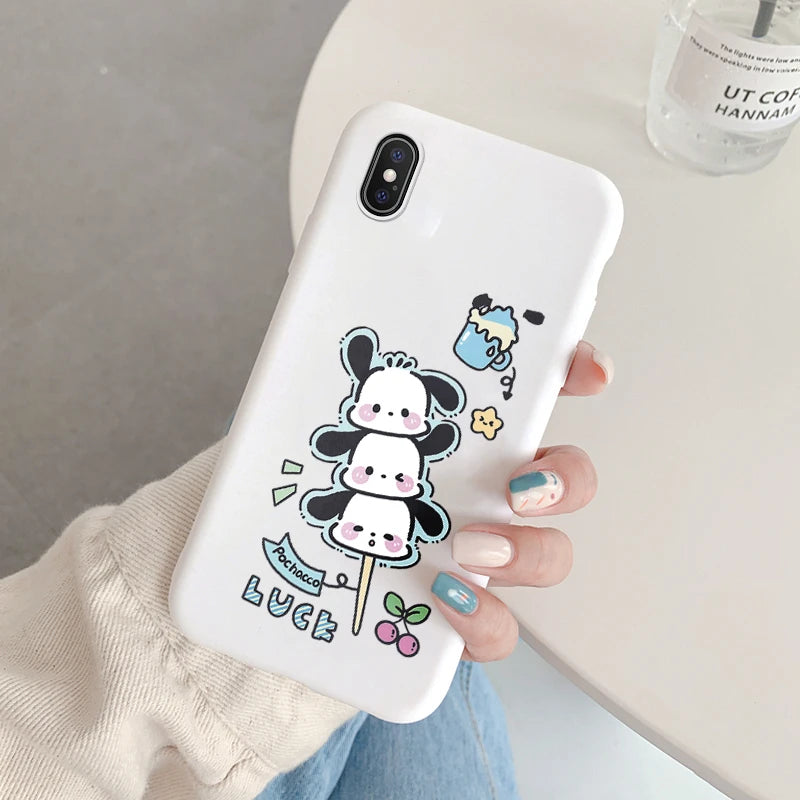 Cartoon Phone Case for For Apple iphone X XS Max XR Anti-drop Cinnamoroll Kuromi Hello Kitty Silicone Siling Back Cover