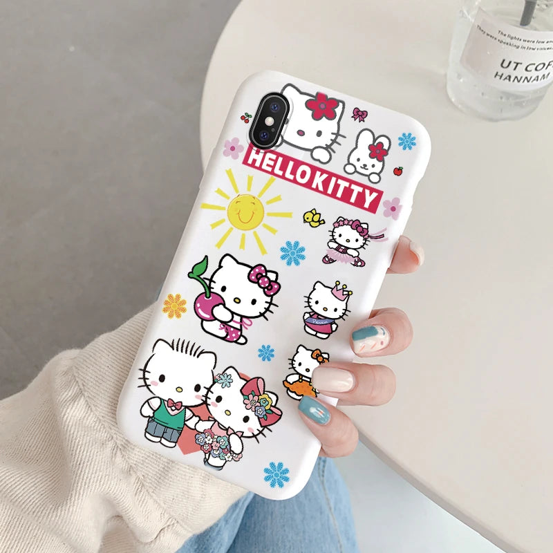 Cartoon Phone Case for For Apple iphone X XS Max XR Anti-drop Cinnamoroll Kuromi Hello Kitty Silicone Siling Back Cover