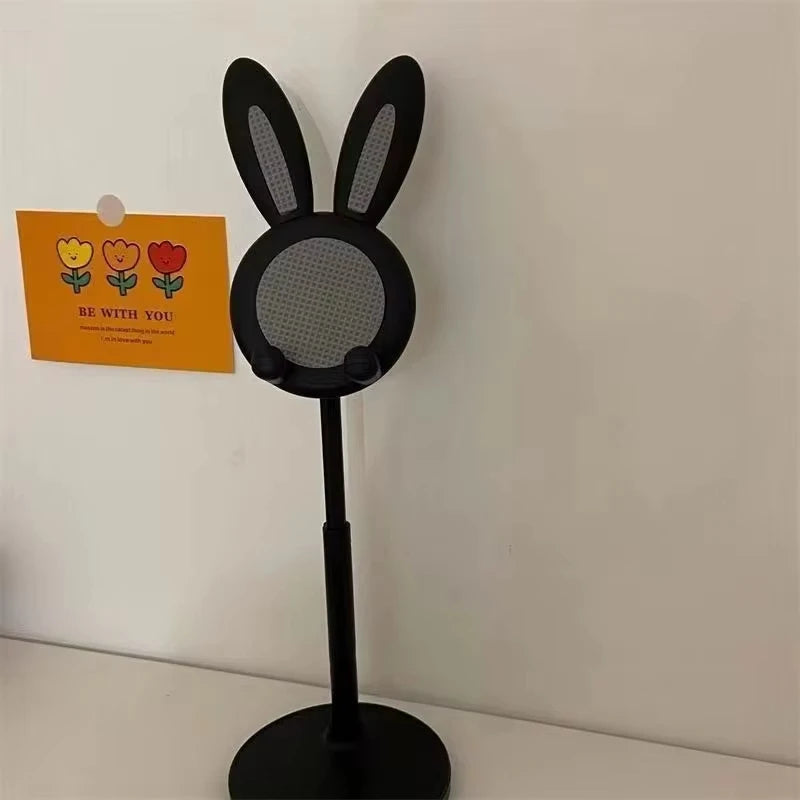 Pink Phone Holder Desktop Cell Phone Stand Adjustable Lovely Rabbit Cartoon