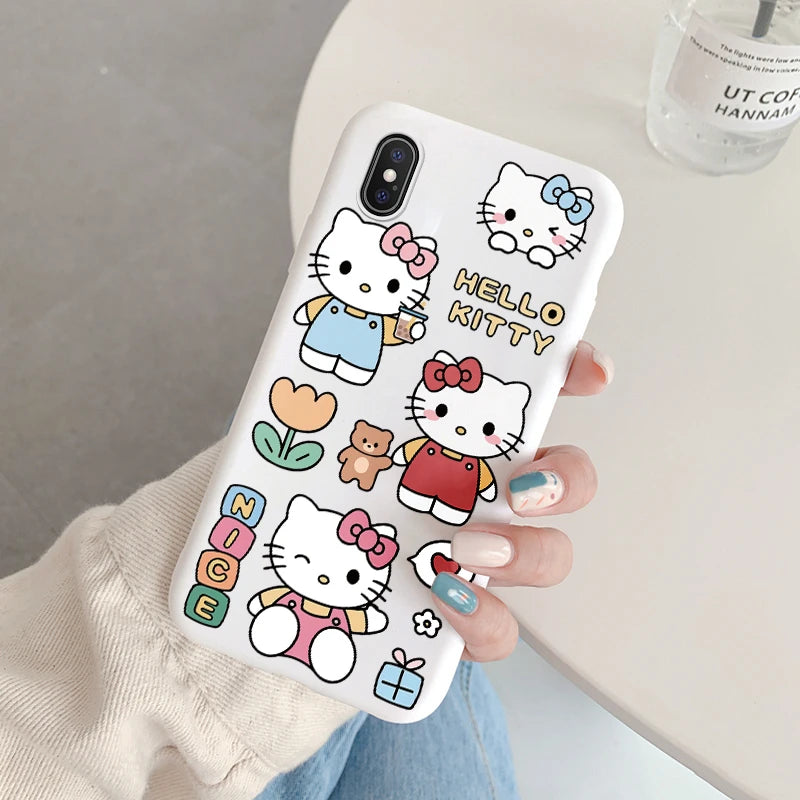 Cartoon Phone Case for For Apple iphone X XS Max XR Anti-drop Cinnamoroll Kuromi Hello Kitty Silicone Siling Back Cover