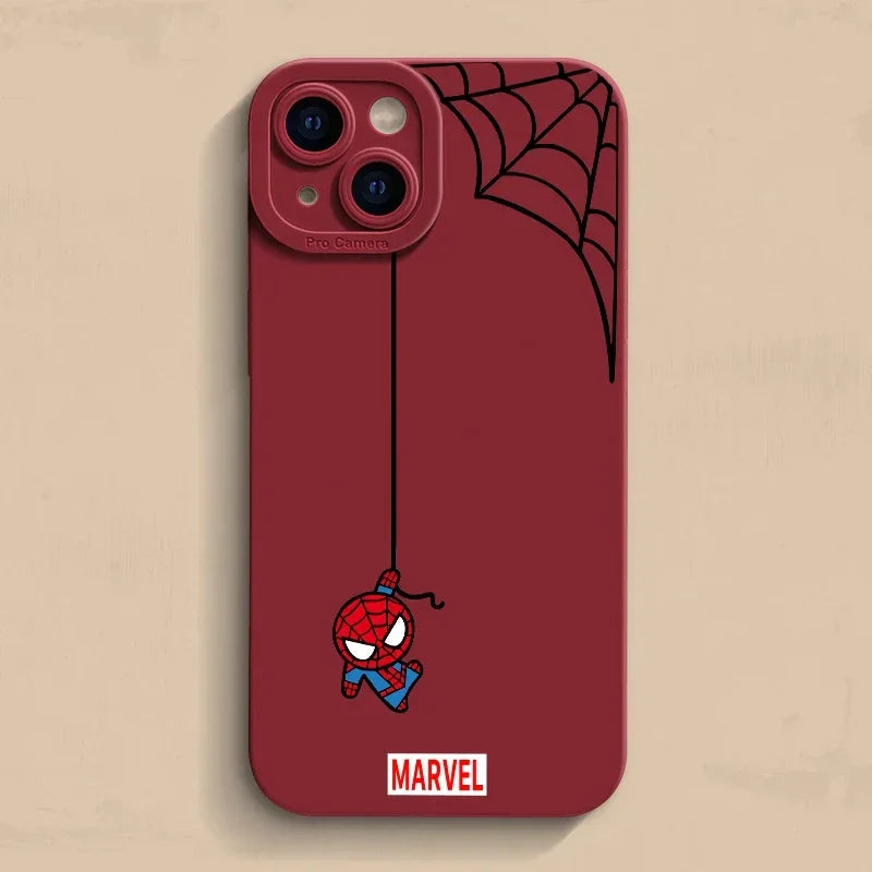 Matte Phone Case For iPhone Cartoon Marvel Spider Man Soft Silicone