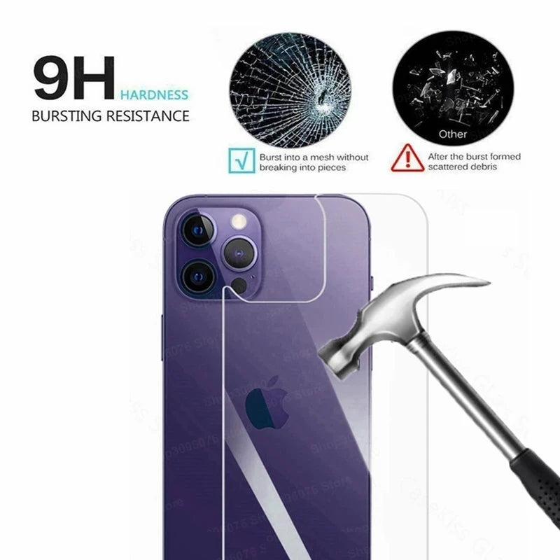 2in1 Back Tempered Glass For iPhone 16 15 14 13 12 Pro Max 15 Plus 15 pro max 16Pro Back Screen Protector