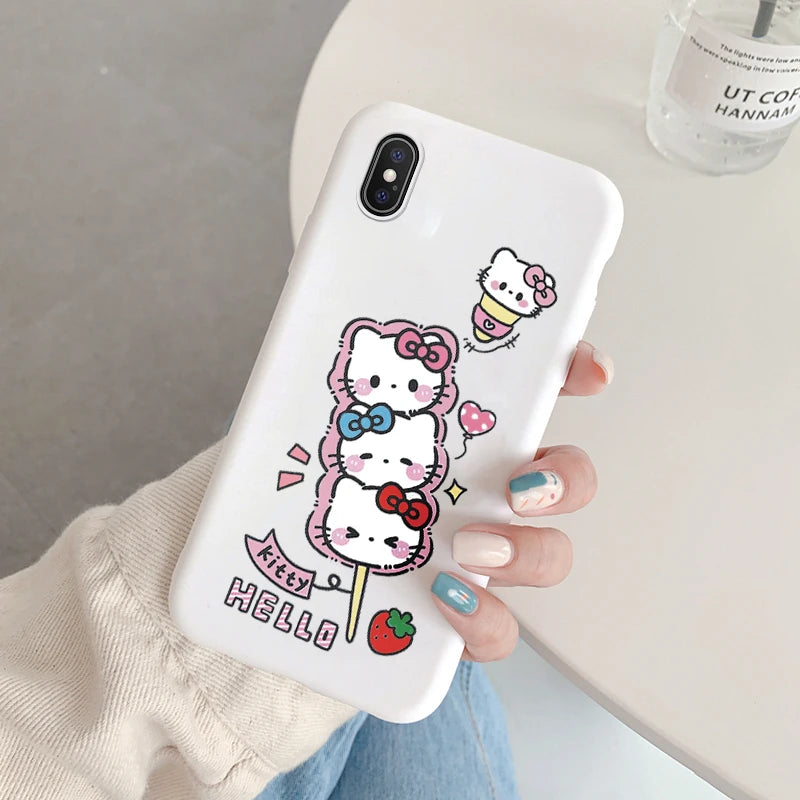 Cartoon Phone Case for For Apple iphone X XS Max XR Anti-drop Cinnamoroll Kuromi Hello Kitty Silicone Siling Back Cover