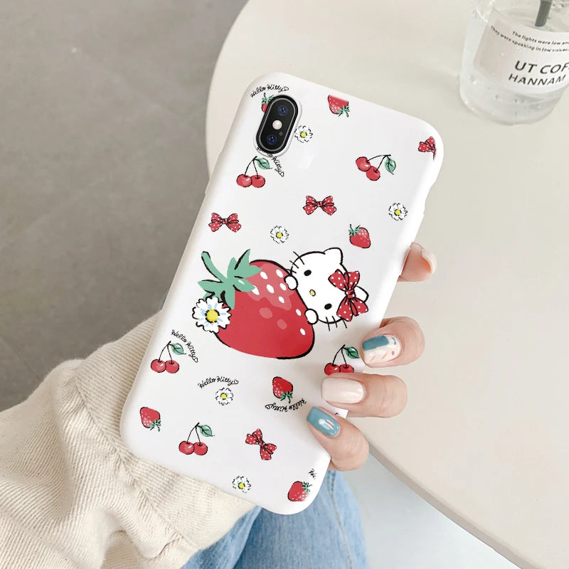 Cartoon Phone Case for For Apple iphone X XS Max XR Anti-drop Cinnamoroll Kuromi Hello Kitty Silicone Siling Back Cover