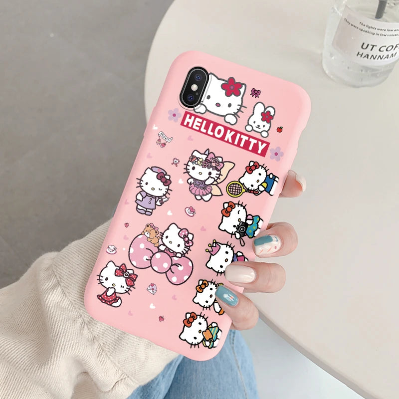 Cartoon Phone Case for For Apple iphone X XS Max XR Anti-drop Cinnamoroll Kuromi Hello Kitty Silicone Siling Back Cover