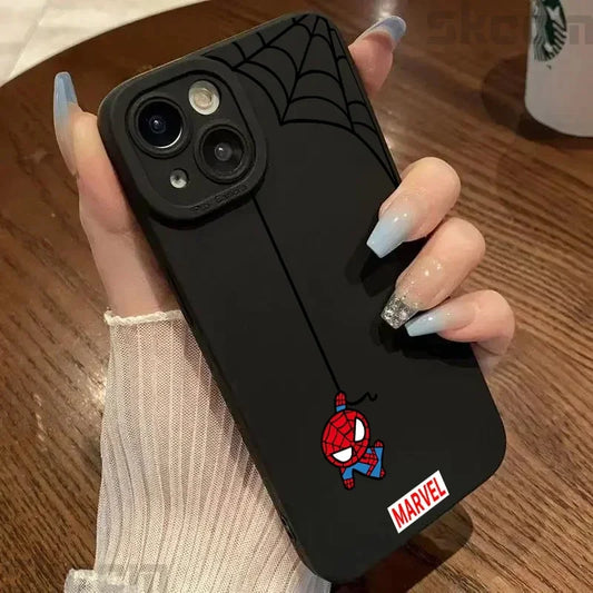 Matte Phone Case For iPhone Cartoon Marvel Spider Man Soft Silicone