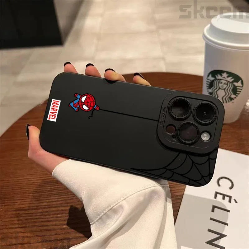 Matte Phone Case For iPhone Cartoon Marvel Spider Man Soft Silicone