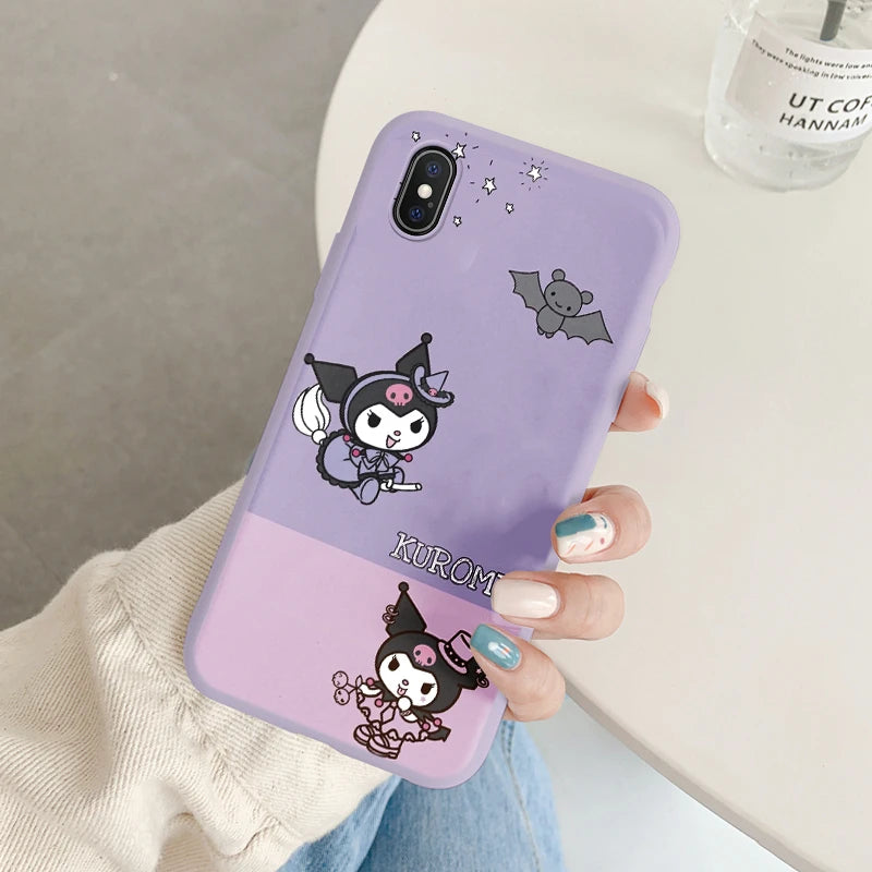 Cartoon Phone Case for For Apple iphone X XS Max XR Anti-drop Cinnamoroll Kuromi Hello Kitty Silicone Siling Back Cover