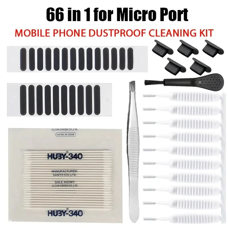 66PCS Mobile Phone Speaker Charging Port Cleaning Set Dust Plug for iPhone 15 14 13 Cleaner Kit Brush