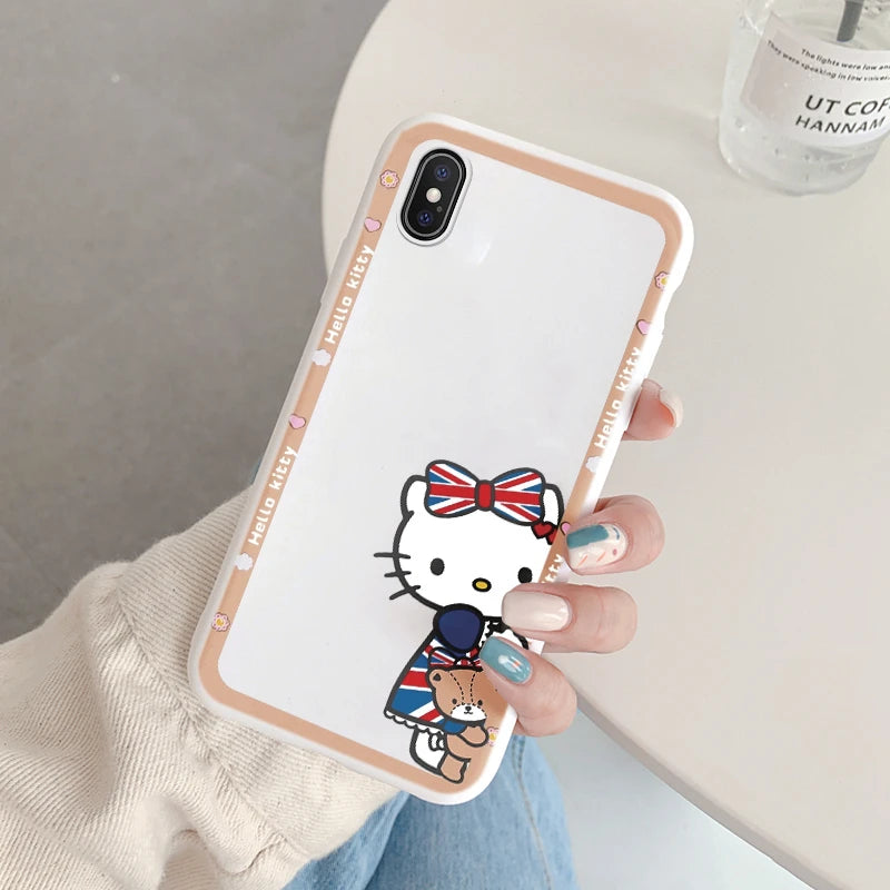 Cartoon Phone Case for For Apple iphone X XS Max XR Anti-drop Cinnamoroll Kuromi Hello Kitty Silicone Siling Back Cover