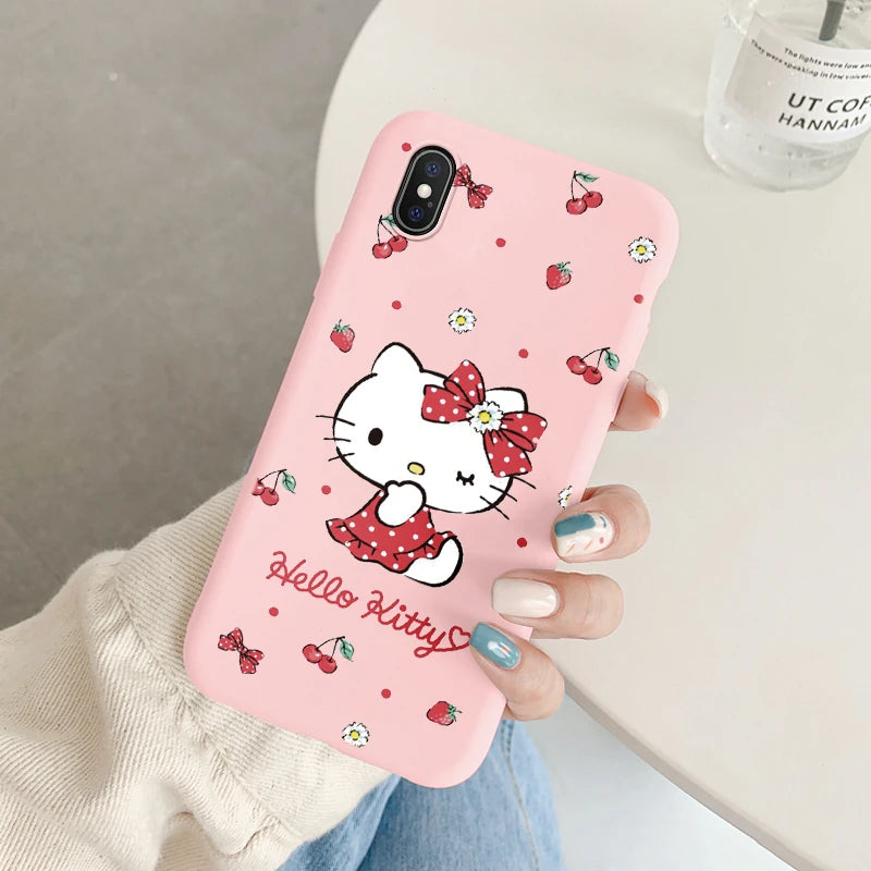 Cartoon Phone Case for For Apple iphone X XS Max XR Anti-drop Cinnamoroll Kuromi Hello Kitty Silicone Siling Back Cover