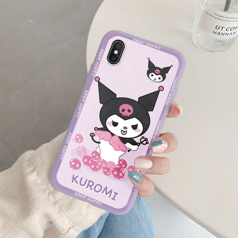 Cartoon Phone Case for For Apple iphone X XS Max XR Anti-drop Cinnamoroll Kuromi Hello Kitty Silicone Siling Back Cover