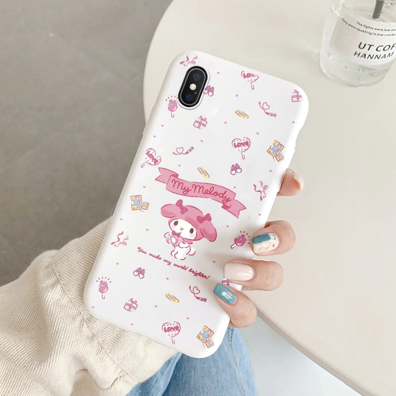 Cartoon Phone Case for For Apple iphone X XS Max XR Anti-drop Cinnamoroll Kuromi Hello Kitty Silicone Siling Back Cover