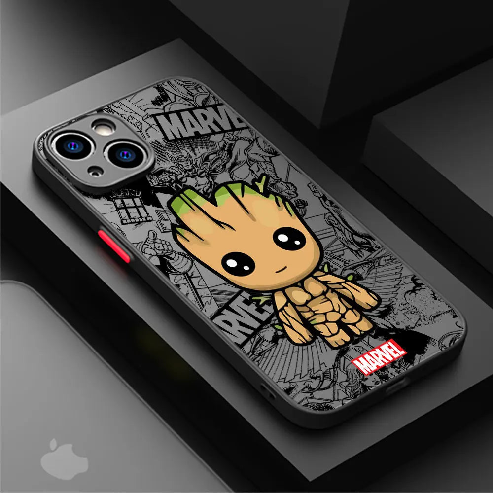 Marvel Groot Spiderman Case for iPhone SE 12 Mini 13 Pro Max 14 Plus XS X 15 11 XR 8 Shockproof