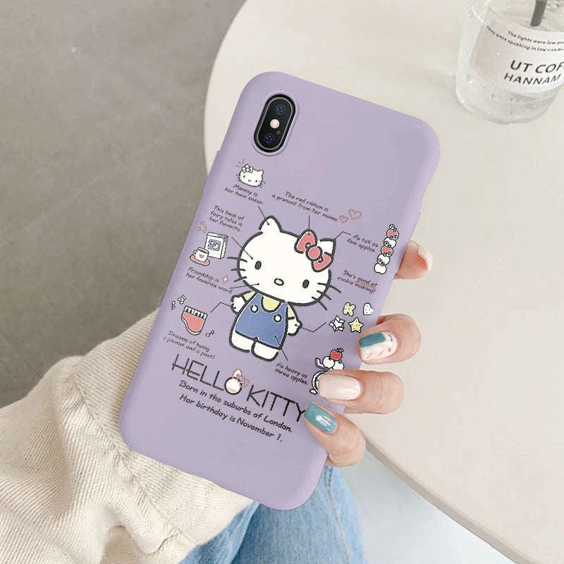 Cartoon Phone Case for For Apple iphone X XS Max XR Anti-drop Cinnamoroll Kuromi Hello Kitty Silicone Siling Back Cover