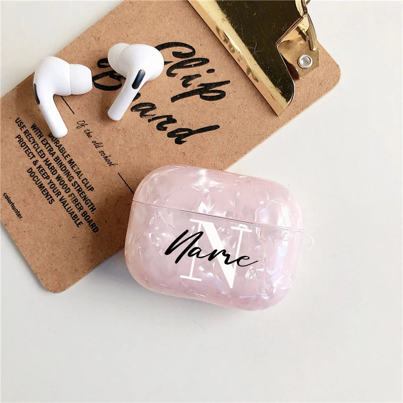 Custom Name Glitter Case For Airpods 1 2 Pro 3  Protective Personalized Letters Luxury Silicone Cover